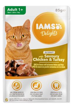 Iams Cat Adult Delights kapsa Chick&Turk. in gravy 85g