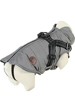 Obleček bunda pro psy S POSTROJEM černošedá 25cm Zolux