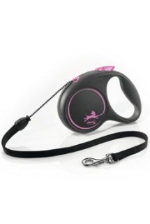 Vodítko FLEXI Black Design M lanko 5m/20kg růžová