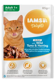 Iams Cat Adult Delights kapsa Tuna&Herring in jelly85g