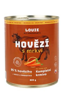Louie Dog konz. Hovězí s mrkví a prebiotiky 800g