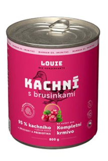 Louie Dog konz. Kachní s brusinkami a prebiotiky 800g