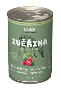 Louie Dog konz. Zvěřina s brusinkami a prebiotiky 400g