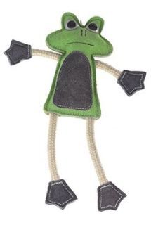 Hračka pes animALL Žába s provazy kůže, barevná 33cm