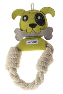 Hračka pes animALL Pes s kruhem kůže, barevný 25x16cm