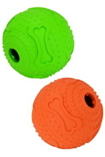 Hračka pes Míč s otvorem na krmivo Oranžová 6,5cm TR